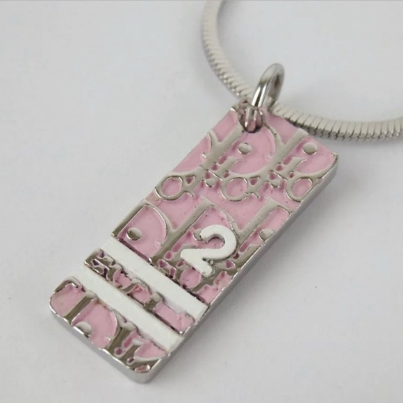 Dior Pink and Silver Pendant Necklace - Picture 1 of 4